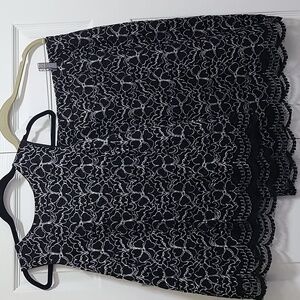 2pc skirt tank‎ set ELLE floral lace black white Womens Size 10